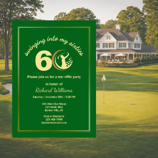Golf Classic Green Golden Player 60-årsdag In Inbjudningar