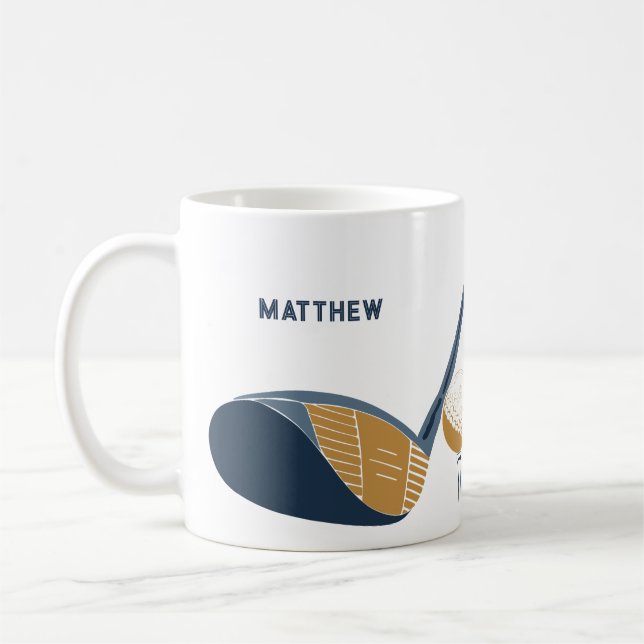 Golf Club and Ball Personalized Golfers Name Kaffemugg (Vänster)