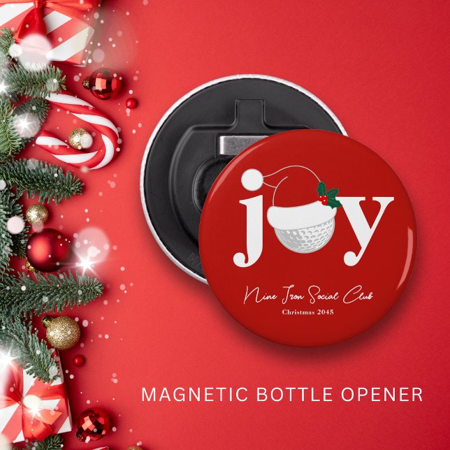 Golf Club Christmas Party Favor Joy Modern Red Flasköppnare (Festive golf party favor with modern flair 🎁
Personalize with your name or event.)