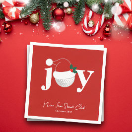 Golf Club Holiday Joy Typography Festive Red Pappersservett