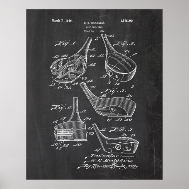 Golf Clubs Patent Poster (Framsidan)
