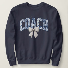 Golf Coach Blue Blommigt Bow T Shirt