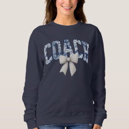 Golf Coach Blue Blommigt Bow T Shirt