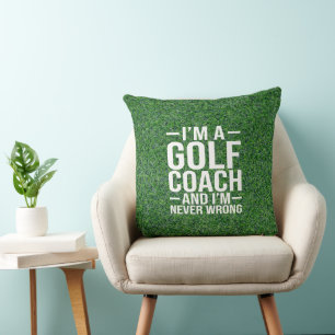 Golf Coach Funny säger på Grönt gräs Kudde