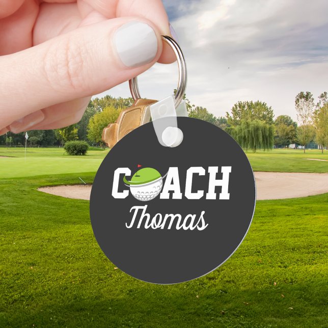 Golf Coach Golfer Boll Typography Personlig Nyckelring (Skapare uppladdad)