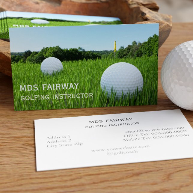 Golf Coach Golfing Instructor Affärskort Visitkort (Business Cards for your golf based business. Just add your details)