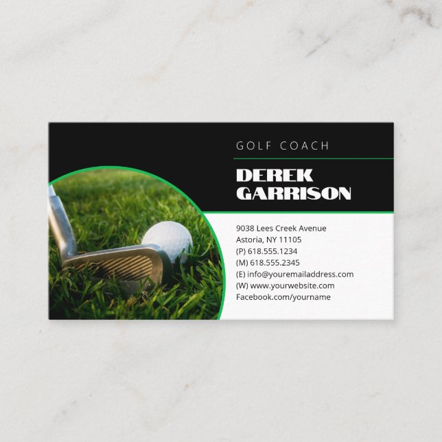 Golf Coach | Professionell Golf Instructor Lesson Visitkort (Framsida)