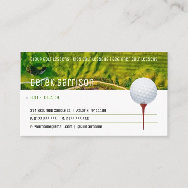 Golf Coach | Professionell Golf Instructor Lesson Visitkort (Framsida)