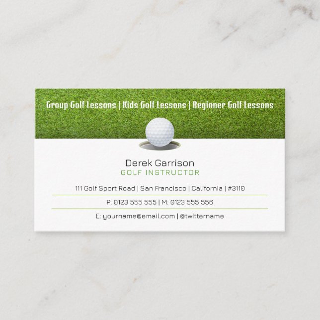 Golf Coach | Professionell Golf Instructor Lesson Visitkort (Framsida)