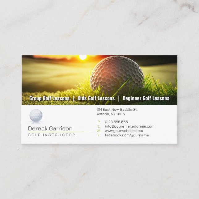 Golf Coach | Professionell Golf Instructor Visitkort (Framsida)
