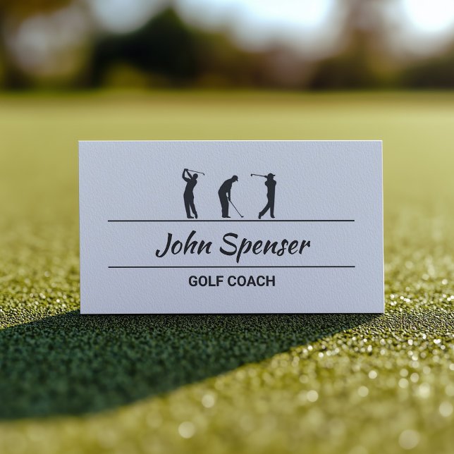 Golf Coach Trainer Simple Design White Card Visitkort (Perfect for business)