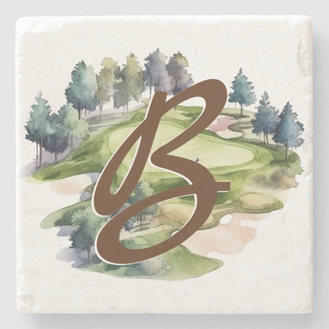 Golf Course Art Monogram Stenunderlägg (Framsidan)