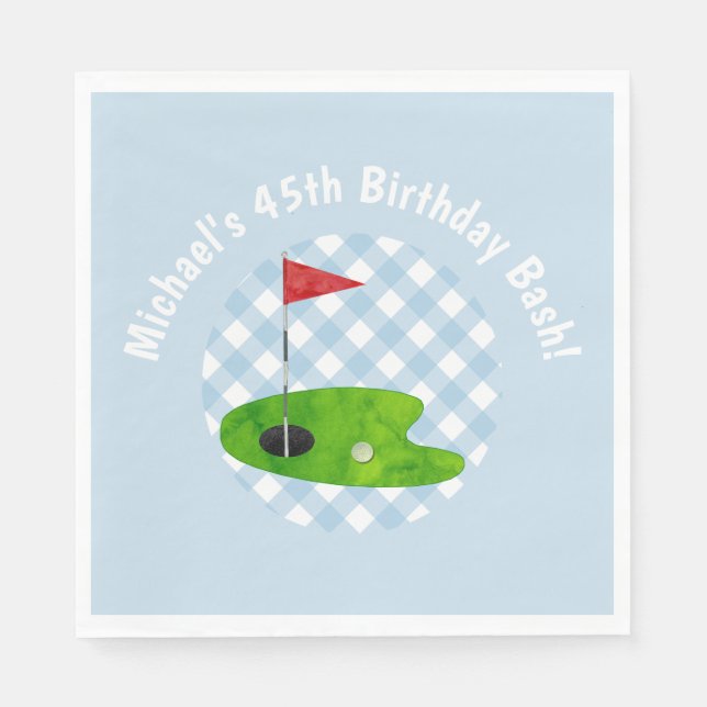 Golf Course Blue White Preppy Land Klubb Party Pappersservett (Framsidan)