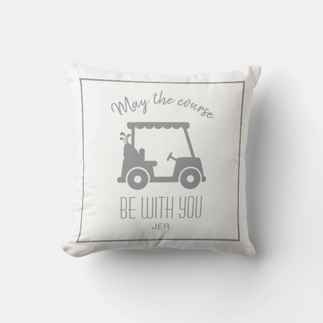 Golf Course Golfer Grått Quote Cute Golf Cart Kudde (Framsida)