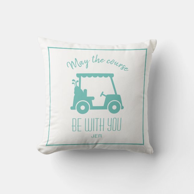 Golf Course Golfer Teal Quote Cute Golf Cart Kudde (Framsida)