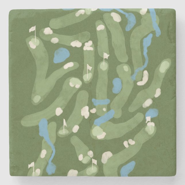 Golf course graphic on stone coaster stenunderlägg (Framsidan)