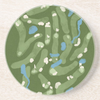 Golf course graphic on stone coaster underlägg