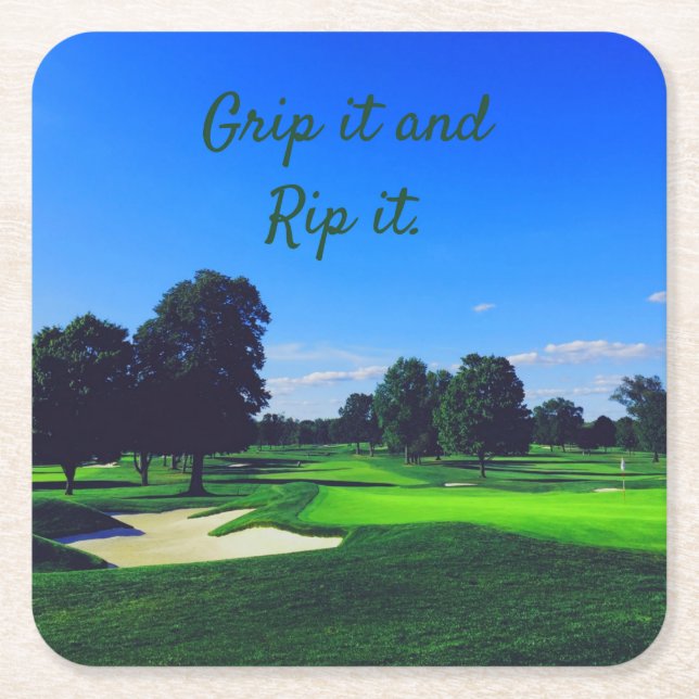 Golf Course Grip den och Rip den Underlägg Papper Kvadrat (Framsidan)