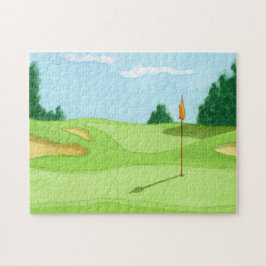 Golf Course Grönt Illustration Pussel