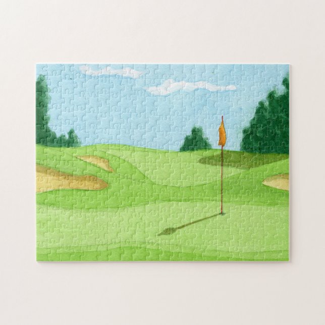 Golf Course Grönt Illustration Pussel (Horisontell)