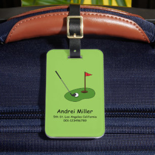 Golf Course Hål med Flagga Personalize Bagagebricka