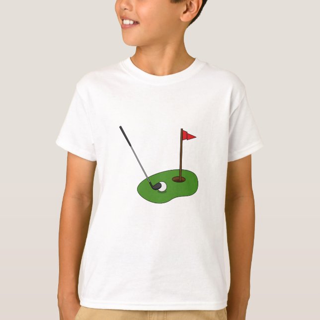 Golf Course Hål med Flagga T Shirt (Framsida)