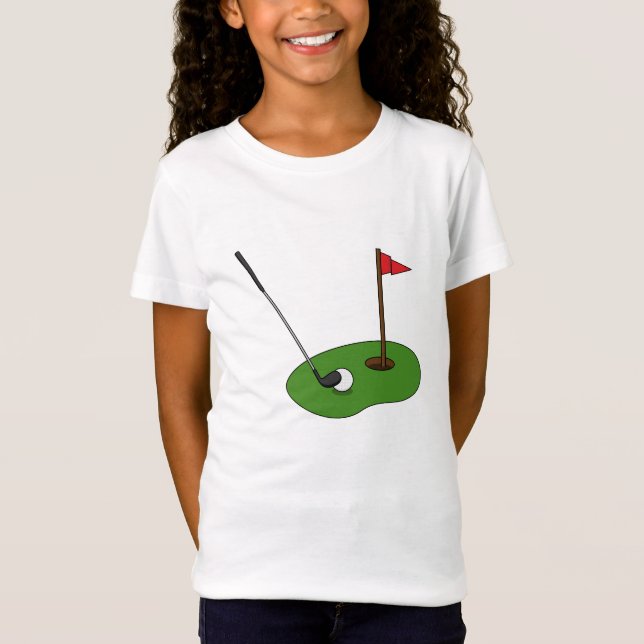 Golf Course Hål med Flagga T Shirt (Framsida)