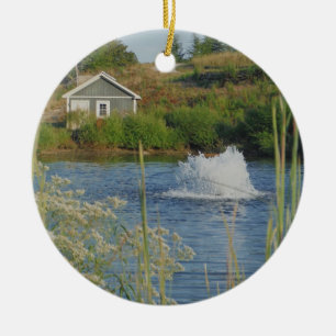 Golf Course Pond och fontän Julgransprydnad Keramik