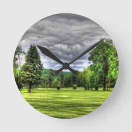 Golf Course Scene Rund Klocka