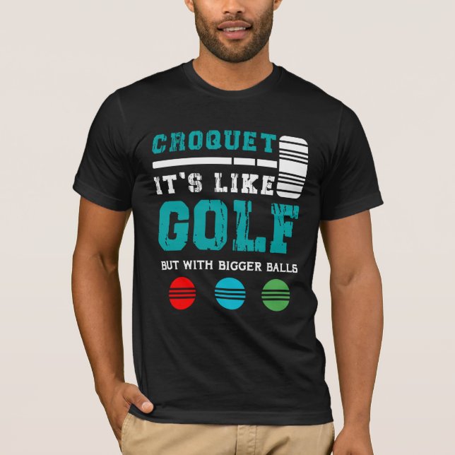 Golf Croquet Game Boll Mallet Wicken Gift-  T Shirt (Framsida)