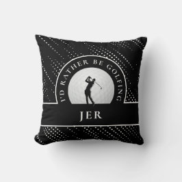 Golf Custom Golfer Monogram Silhuett Svart Vit Kudde
