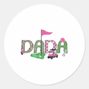 Golf Dada Rosa Hål i en golf 1:a födelsedagsflicka Runt Klistermärke