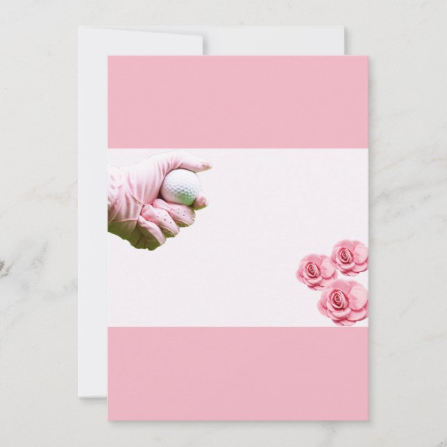 Golf Dam golfer i rosa håller i boll Inbjudningar (Framsida)