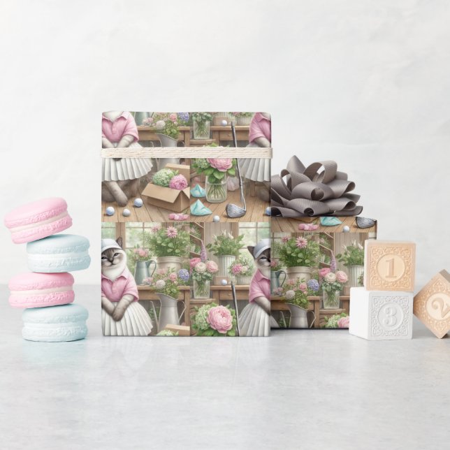 Golf dam golfer, tema för kattälskare presentpapper (Baby Shower)