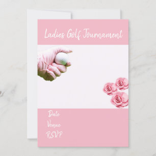 Golf-Dam-turnering med rosa handskar och rosor Inbjudningar