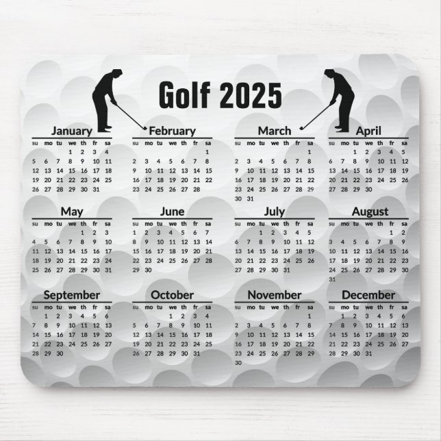 Golf Design 2025 Calendar Mousepad Musmatta (Framsidan)
