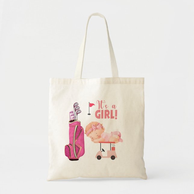 Golf det är flicka för flicka golfer rosa Tema Tygkasse (Framsidan)