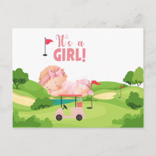 Golf Det är GIRL golfer baby på golfkort Vykort