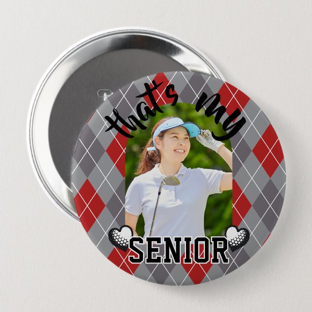 Golf Det är min högsta spelare Red grått Button Knapp (Framsida & baksida)