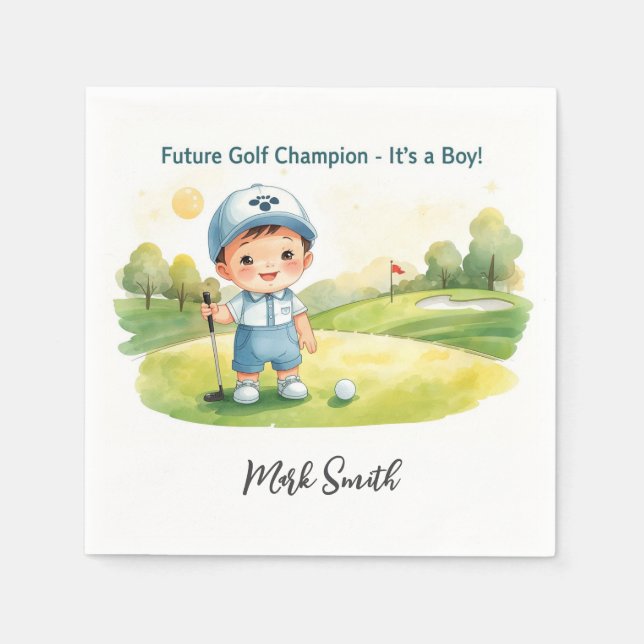 Golf Det är pojke för baby shower  Pappersservett (Framsidan)
