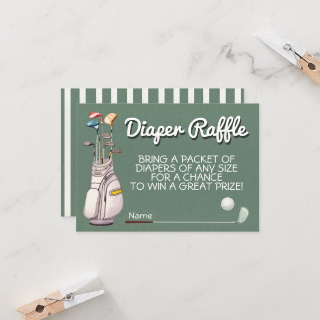 Golf Diaper Raffle-kort med par-T Inbjudningar (Fram/Back In Situ)