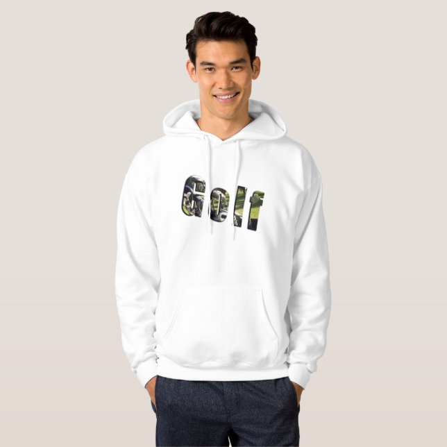Golf Dimensional Logotyp, Manar White Hoodie (Hel framsida)