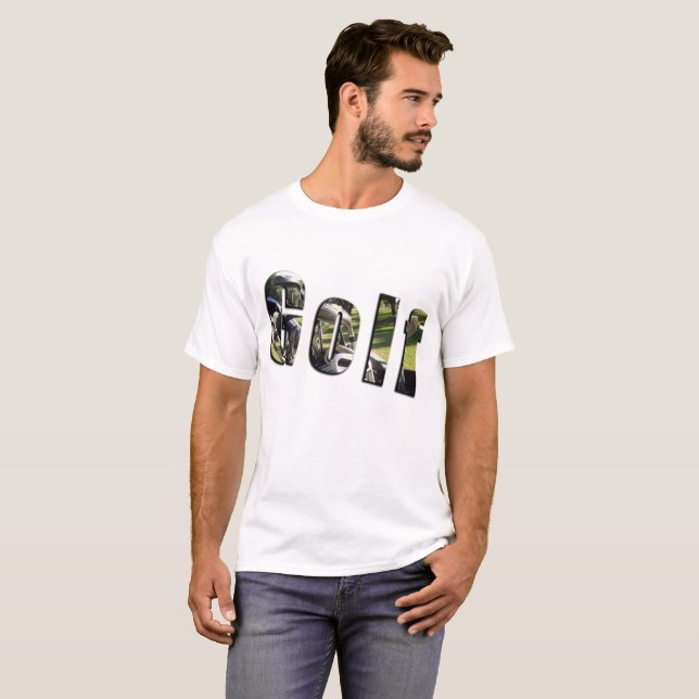 Golf Dimensional Logotyp, Manar White Tshirt. Tee Shirt (Hel framsida)