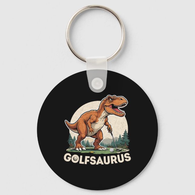 Golf Dinosaur Golfare T-rex Spelar Golf Dino Golfi Nyckelring (Framsida)