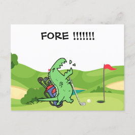 Golf Dinosaur golfing skrik FORE lustig golfer Vykort