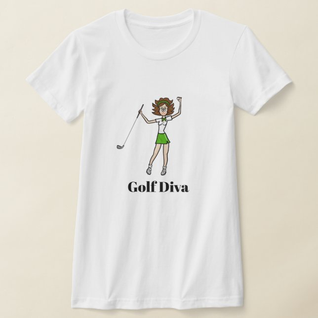 Golf Diva Brunette Golfer T-Shirt (Laydown)