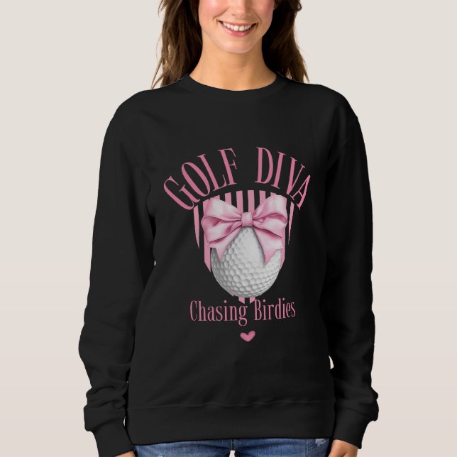 Golf Diva Chasing Birdies T Shirt (Framsida)