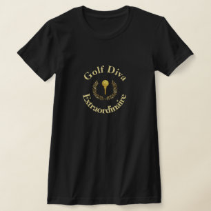 Golf Diva Extraordinaire Guld Emblem T-Shirt