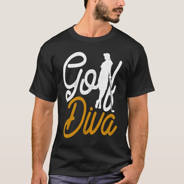 Golf Diva Girl Golfer T Shirt (Framsida)