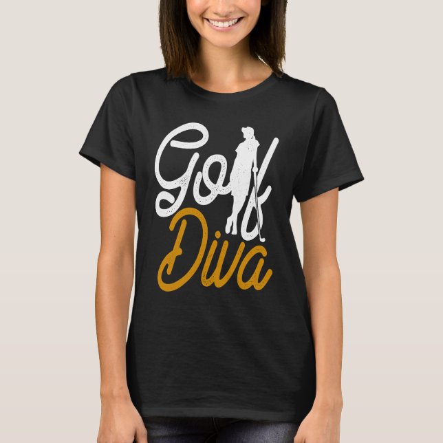 Golf Diva Girl Golfer T Shirt (Framsida)